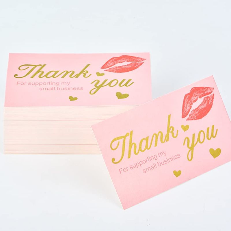 Photo 1 of Thank You for Supporting My Small Business Cards, Premium Look And Feel With Gold Foil Hearts (Business Card Sized 2"x3.5") 120 Sheets- Purchase Inserts to Support Small Business
