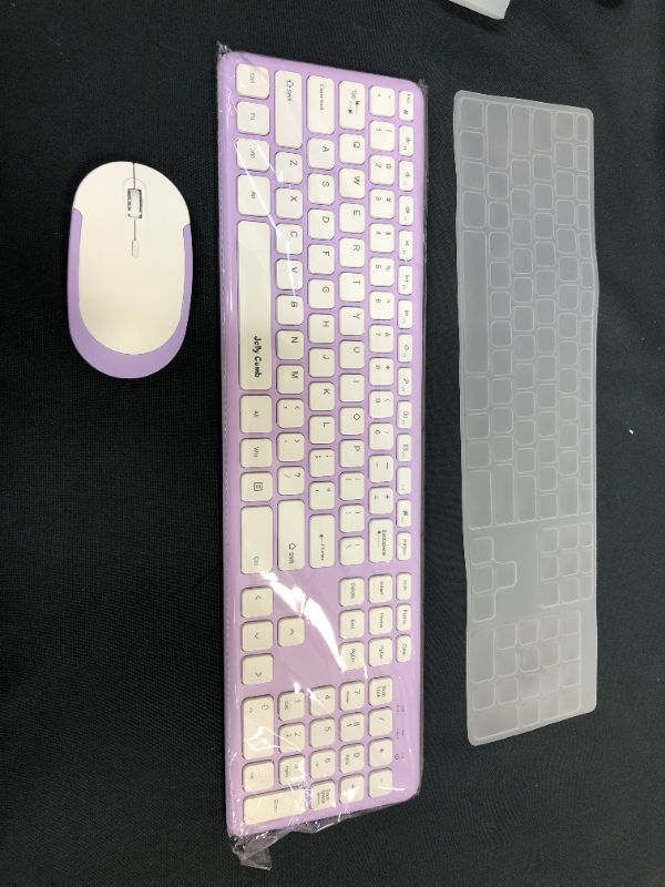 Photo 2 of Wireless Keyboard Mouse Combo, 2.4G Compact Full Size Computer Keyboard Mouse Set with Number Pad for Windows, Laptop, PC, Desktop, Notebook (Purple)
