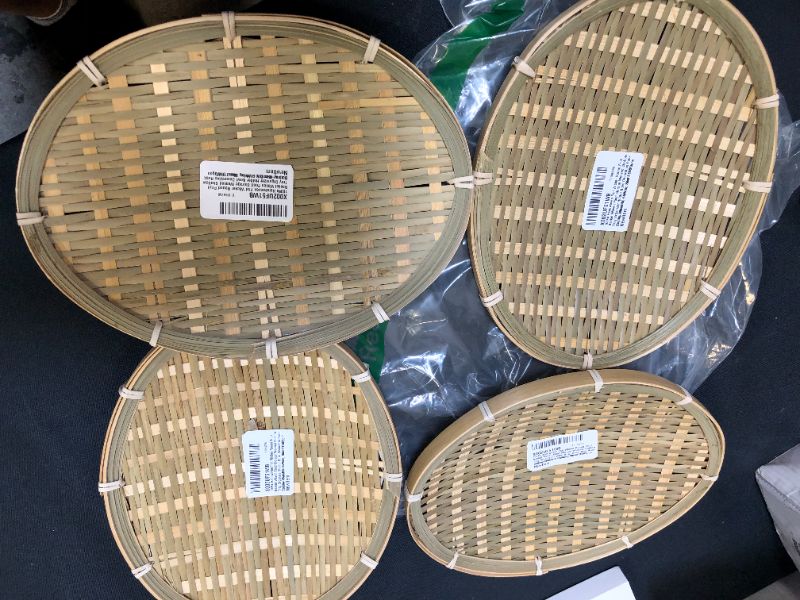 Photo 2 of 4 Pack Handwoven Oval Shaped Bamboo baskets for fruits 