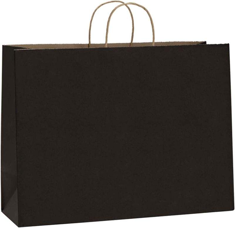 Photo 1 of BagDream 100Pcs 16x6x12 Inches Kraft Paper Bags with Handles Bulk Gift Bags Shopping Bags for Grocery, Merchandise, Party, 100% Recyclable Large Black Paper Bags
