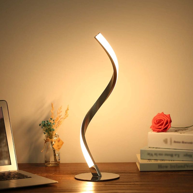 Photo 1 of 2 PACK Spiral LED Table Lamp, Modern Lamp Desk Lamp of Stainless Steel, Bedside Lamps for Bedrooms, Living Room, Office(Warm White 6W 3000K)