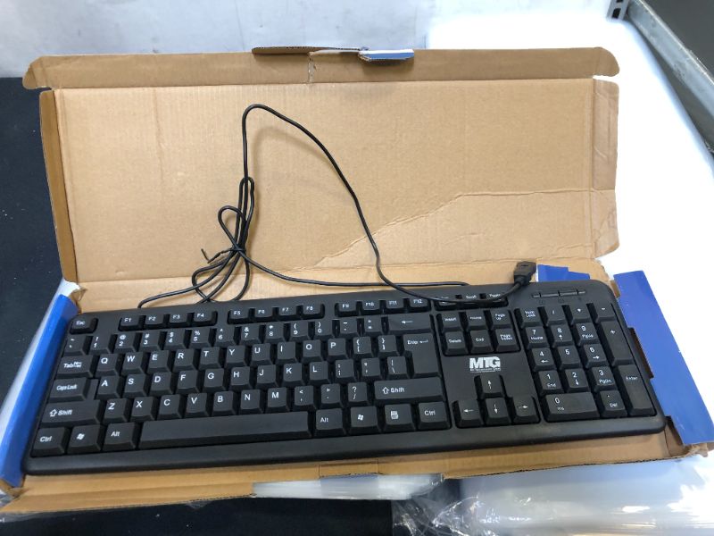 Photo 1 of TM Wired USB Full-Size Keyboard USB-A Wired Slim Keyboard with Chocolate Keys Compatible for Windows, PC Laptop/Desktop (Black) (Renewed)
