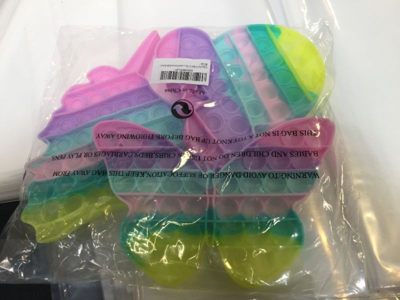 Photo 2 of  3 Pack Pop Toy, Popper Push Squeeze Sensory Bubble Anxiety Stress Relief Pops Popet Popers Kid Girls, Its Macaron Rainbow Butterfly Mouse Unicorn Gift Easter