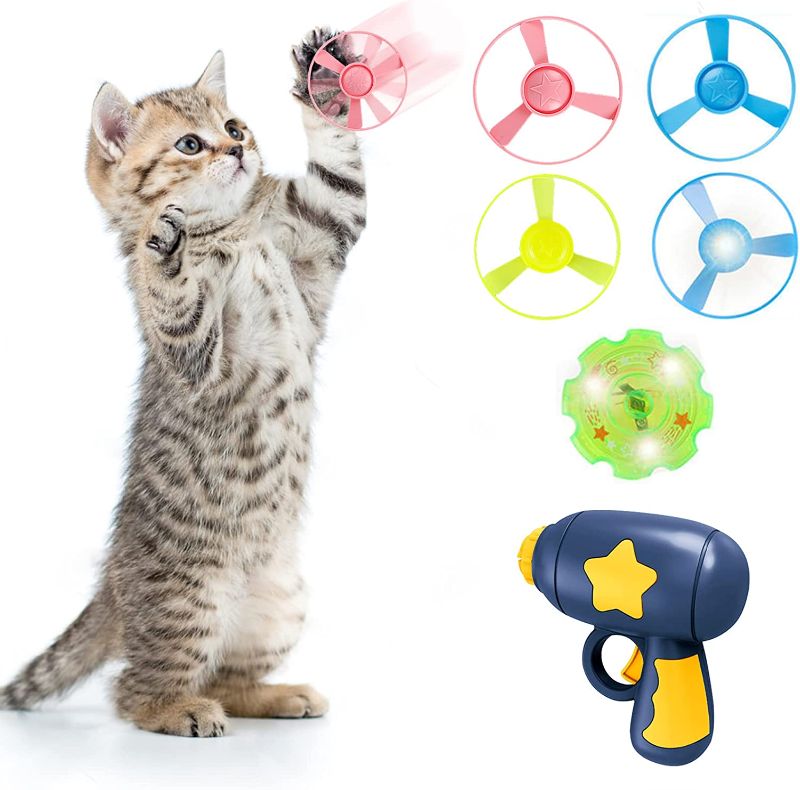 Photo 1 of Cat Fetch Toy Cat Tracking Toy Cat Interactive Toys Luminous Spinning top, Multi-Color Flying Propeller, Cat Interactive Toy, Indoor and Outdoor Pet Cat, Kitten Training Chase

