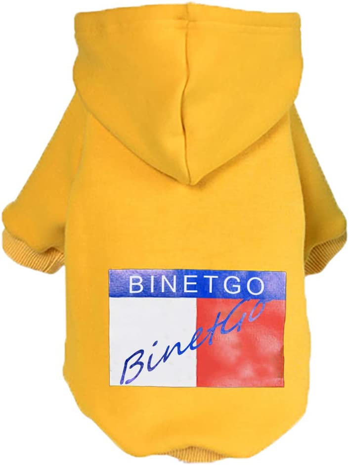 Photo 1 of BinetGo Dog Hoodies Pet Clothes Dog Sweatshirts Pullover Cat Jackets for Doggie Clothes Cotton with Velvet Lining  Yellow SIZE XL