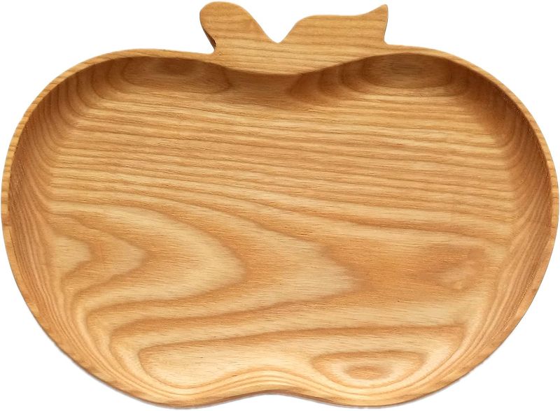 Photo 1 of 10x8’’ Apple Shaped Wooden Trays for Fruit, Bread, Coffee, Appetizer Snacks, Round Wooden Plate, Rustic Serving Trays for Counter Decorative, for Decoration
