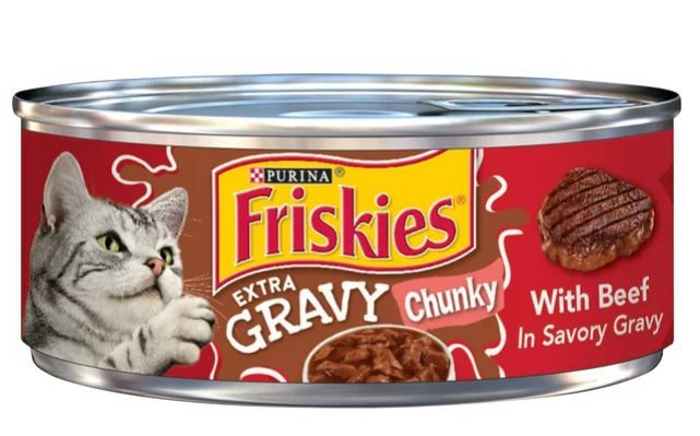 Photo 1 of (24 Pack) Friskies Gravy Wet Cat Food, Extra Gravy Chunky With Beef in Savory Gravy, 5.5 oz. Cans FRESHEST BY 2/2024
