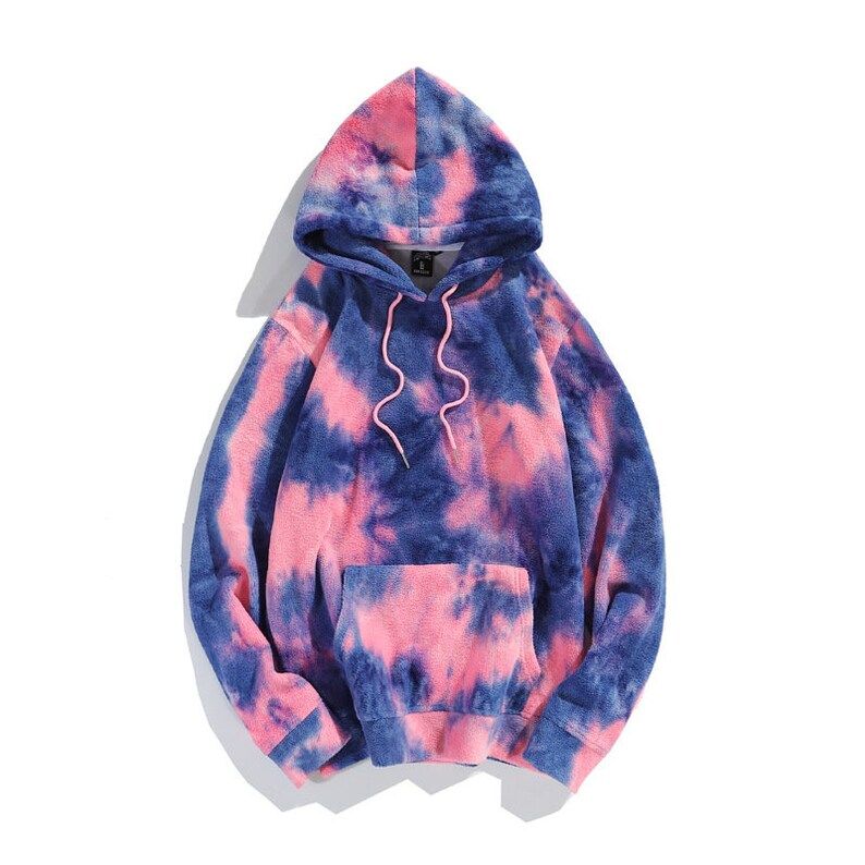 Photo 1 of  WOMEN'S TIE DYE SHERPA HOODIE ROSE BLUE SIZE 2XL