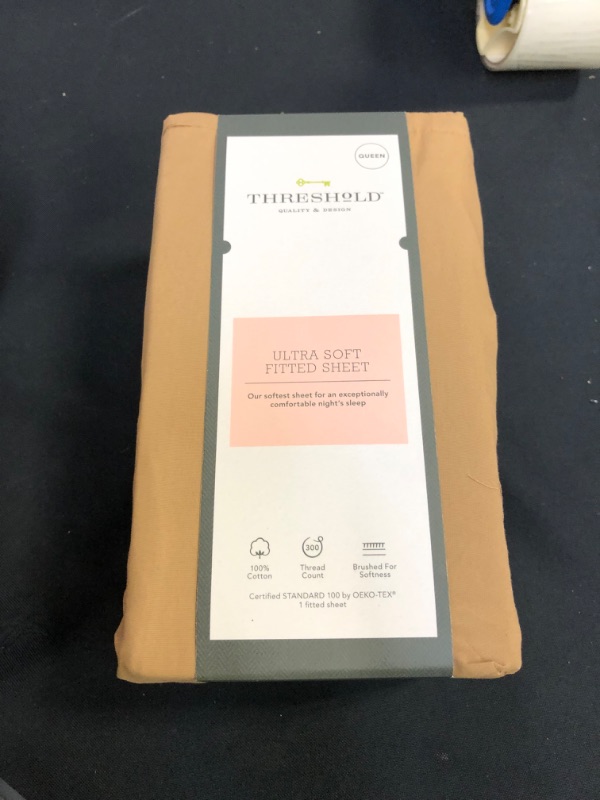 Photo 2 of 300 Thread Count Ultra Soft Fitted Sheet - Threshold™ --Size Queen  Color Brown-- --Factory sealed--