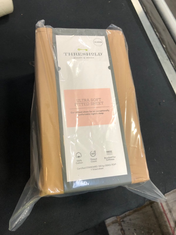 Photo 4 of 300 Thread Count Ultra Soft Fitted Sheet - Threshold™ --Size Queen  Color Brown-- --Factory sealed--