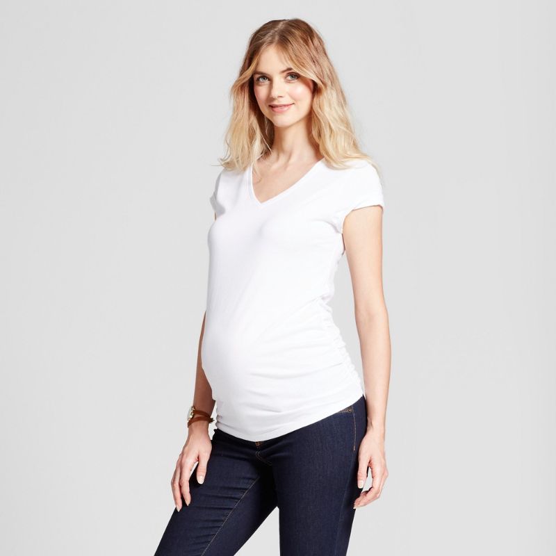 Photo 1 of 2 Short Sleeve V-Neck Side Shirred Maternity T-Shirt - Isabel Maternity by Ingrid & Isabel™