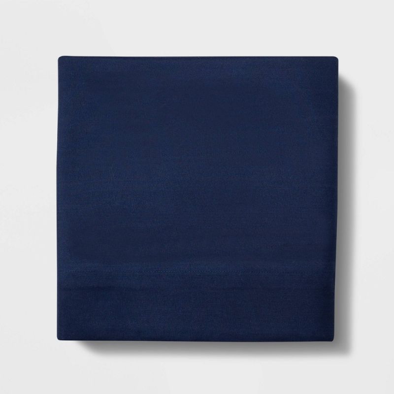 Photo 1 of 2 Pillowfort Full Marine Blue Solid Microfiber Flat Sheet  --Size Full--