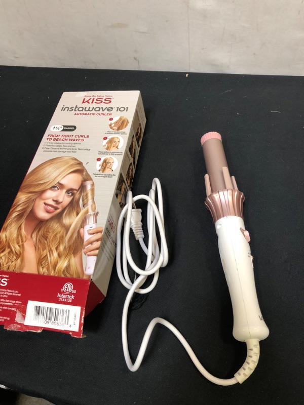 Photo 2 of KISS Instawave 101 Automatic Curler - Rotating Curling Iron, 1.25 Inch Pearl Ceramic Tourmaline Barrel Heats Up To 400°, 2 Directional Spinner, Rose Gold Finish, 1.14 Lbs.
