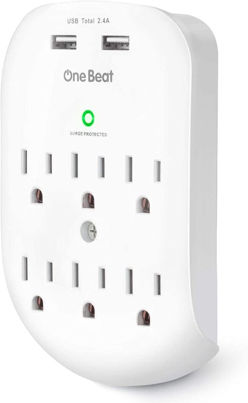Photo 1 of 6-Outlet Surge Protector, Wall Outlet Extender Multi Plug Outlet Wall Adapter with 2 USB Charging Ports 2.4 A, 490 Joules, ETL Listed for Home, School, Office