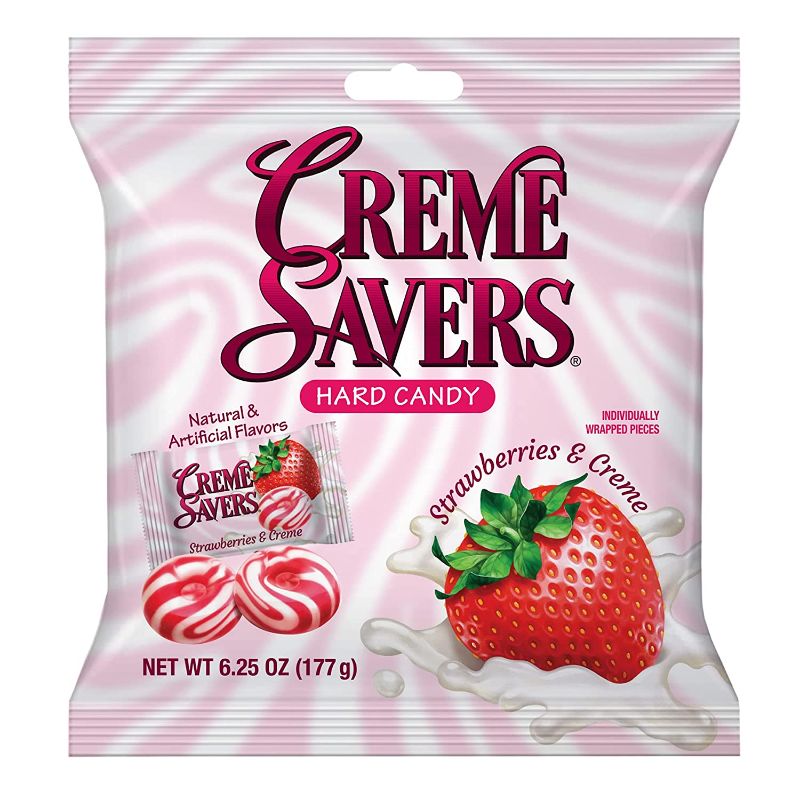 Photo 1 of 4 Packs of Creme Savers Strawberries and Creme Hard Candy | The Taste of Fresh Strawberries Swirled in Rich Cream | The Original Classic Creme Savers Brought To You By Iconic Candy | 6.25oz Bag  --bb 02 24 2024--