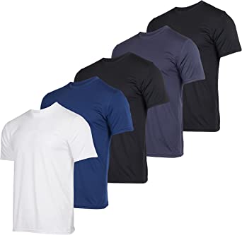 Photo 1 of 5 Pack: Men’s Dry-Fit Moisture Wicking Active Athletic Performance Crew T-Shirt  --Size M--