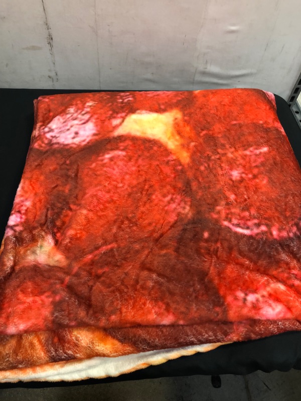 Photo 2 of CASOFU Burritos Blanket, Salami Blanket, Giant Pizza Throw Blanket, Novelty Pizza Blanket for Your Family, Soft and Comfortable Flannel Pizza Blanket for Kids.(Red, 60 inches)