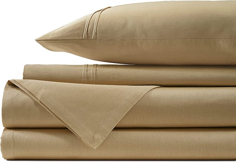 Photo 1 of AURAVE 400-Thread Count Cotton Satin 4 Piece Deep Pocket Luxurious Bedsheet Set (Taupe, Full Size)