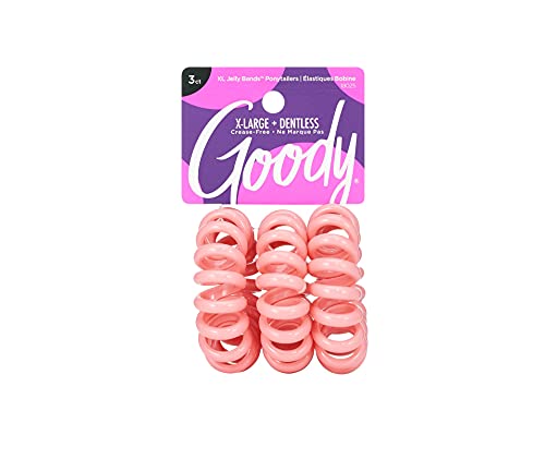 Photo 1 of 4 Pack of Goody Dentless Jelly Bands Elastic Thick Hair Coils - 3 Count, Pink - Medium Hair to Thick Hair - Hair Accessories for Women and Girls