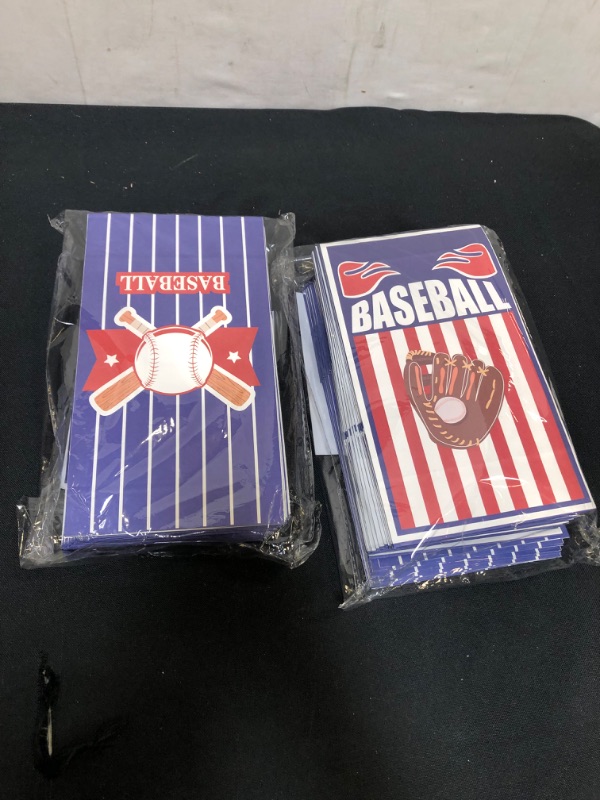 Photo 2 of 2 Packs of Baseball Gift Bags Premium Baseball Party Treat Bags Goodies Bag with Stickers for Baseball Party Favors Supplies Decorations, Kids Adults Sports Theme Birthday Party, MLB Game Celebration 12 Pack
