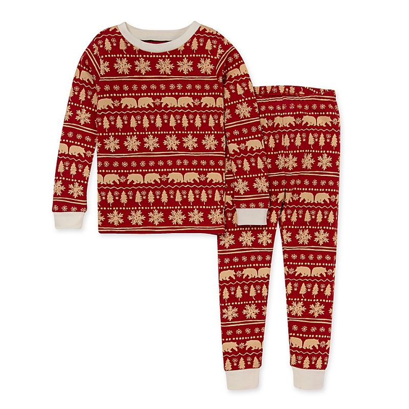 Photo 1 of Burt's Bees Size 4Y 2-Piece Beary Fair Isle Pajama Set in Cardinal