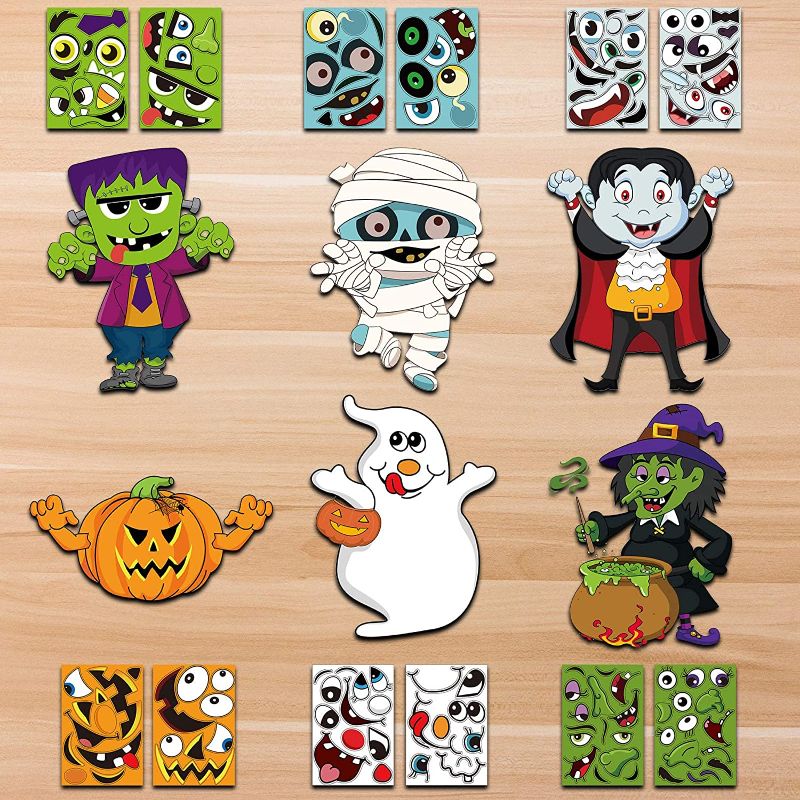 Photo 1 of 2 Packs of Outus 18 Pieces Halloween DIY Stickers Make Your Own Craft Kits for Kids Halloween Decorations (Zombie Mummy Vampire Ghost Pumpkin Witch Jack-O-Lantern)