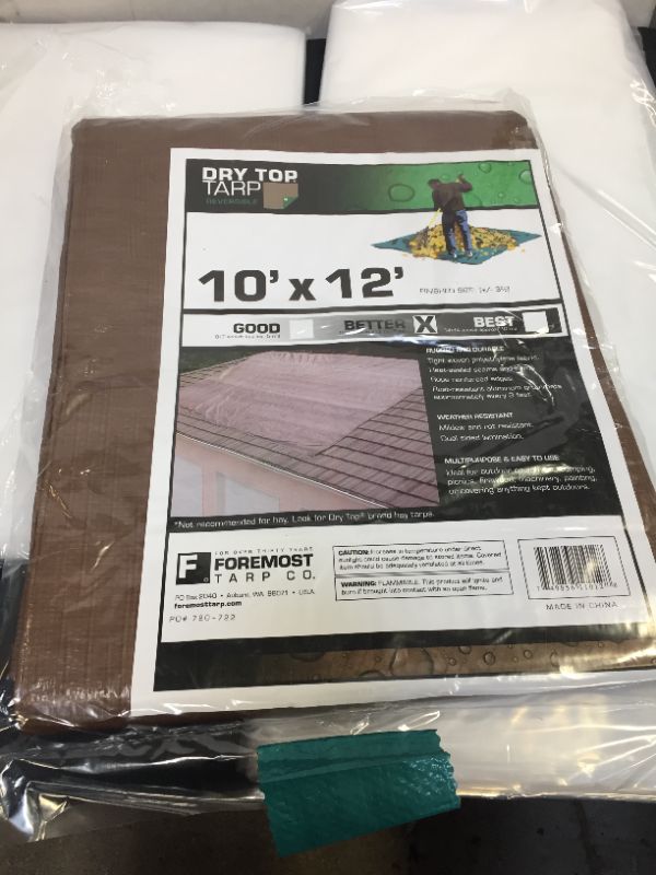 Photo 2 of 10x12 Multi-Purpose Brown/Green Medium Duty DRY TOP Poly Tarp (10'x12')
