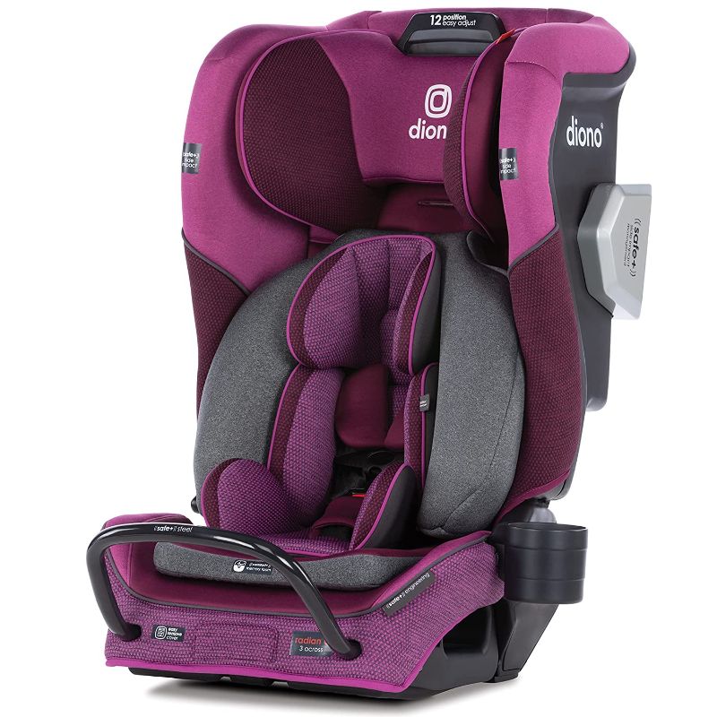 Photo 1 of Diono Radian 3QXT 4-in-1 Rear and Forward Facing Convertible Car Seat, Safe Plus Engineering 4 Stage Infant Protection, 10 Years 1 Car Seat, Slim Fit 3 Across, Purple Plum
