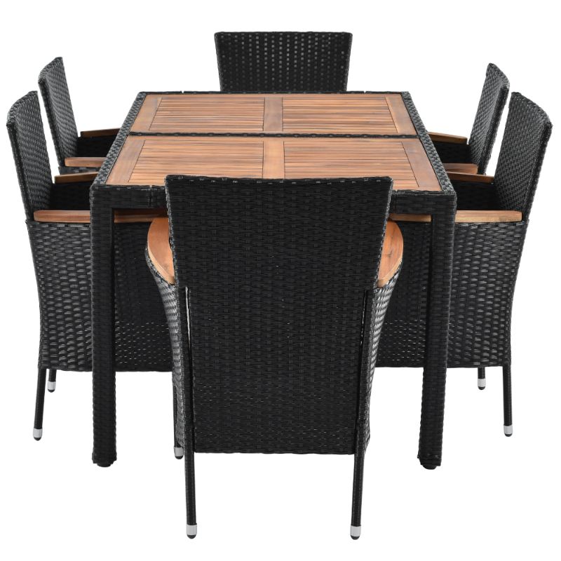 Photo 1 of 7-Piece Outdoor Rattan Wicker Dining Table and Chairs Set, Wood Tabletop, Stackable Armrest Chairs
(BOIX 2 OF 3 ONLY)
