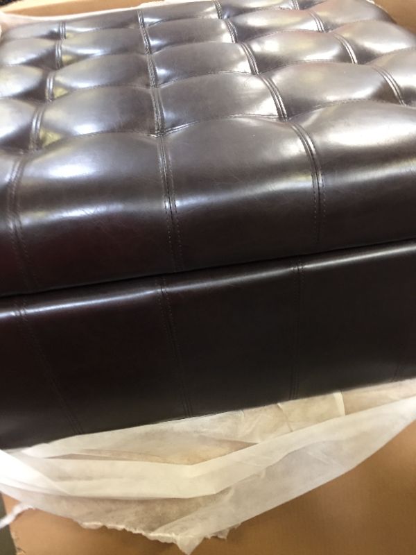 Photo 8 of Christopher Knight Home Alexandria Bonded Leather Storage Ottoman, Marbled Brown
