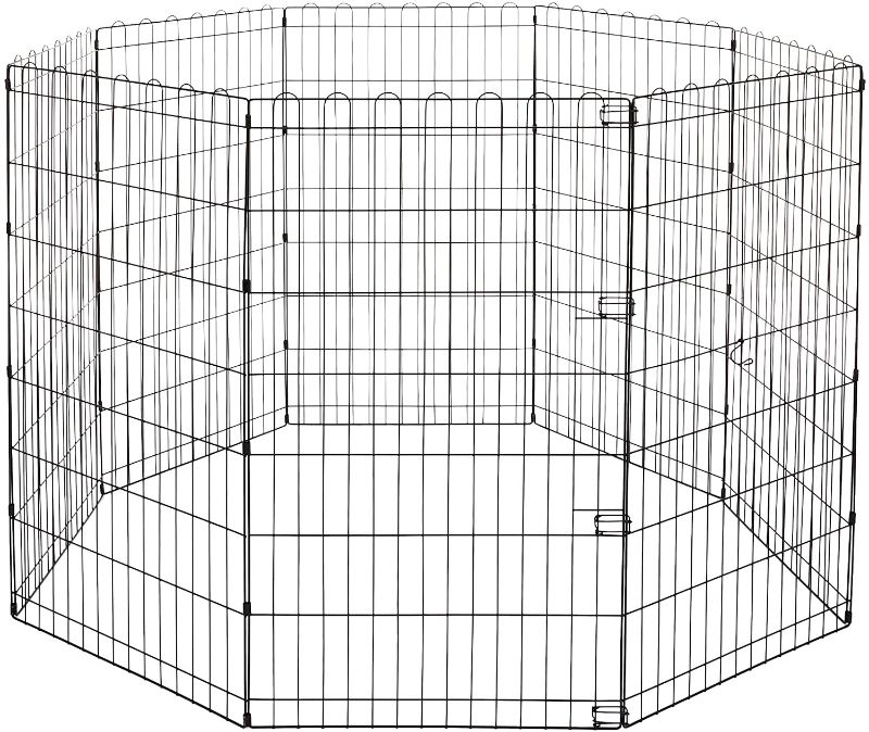 Photo 1 of Amazon Basics Foldable Metal Pet Dog Exercise Fence Pen - 60 x 60 x 42 Inches, Black
