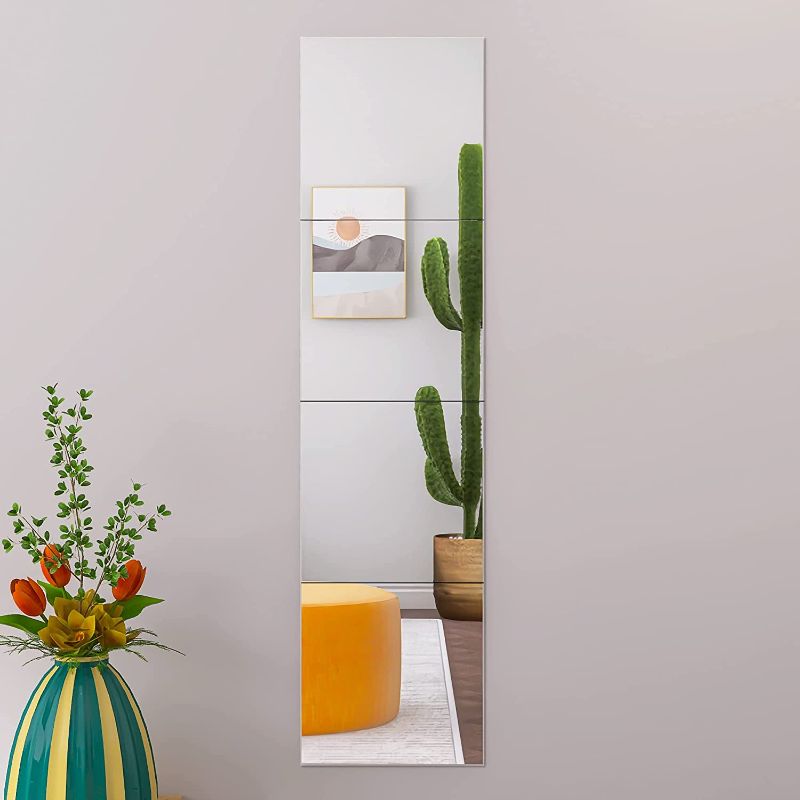 Photo 1 of 4-Piece Set 12 Inch Wall Mirror for Full Length Body Mirror Frameless Mirror Wall-Mounted Mirror