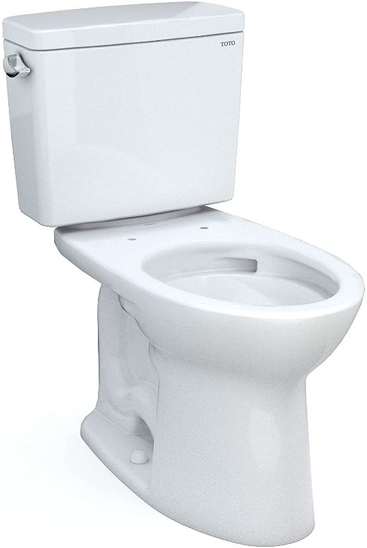 Photo 1 of TOTO Drake Two-Piece Elongated 1.28 GPF TORNADO FLUSH Toilet with CEFIONTECT, Cotton White - CST776CEG#01
