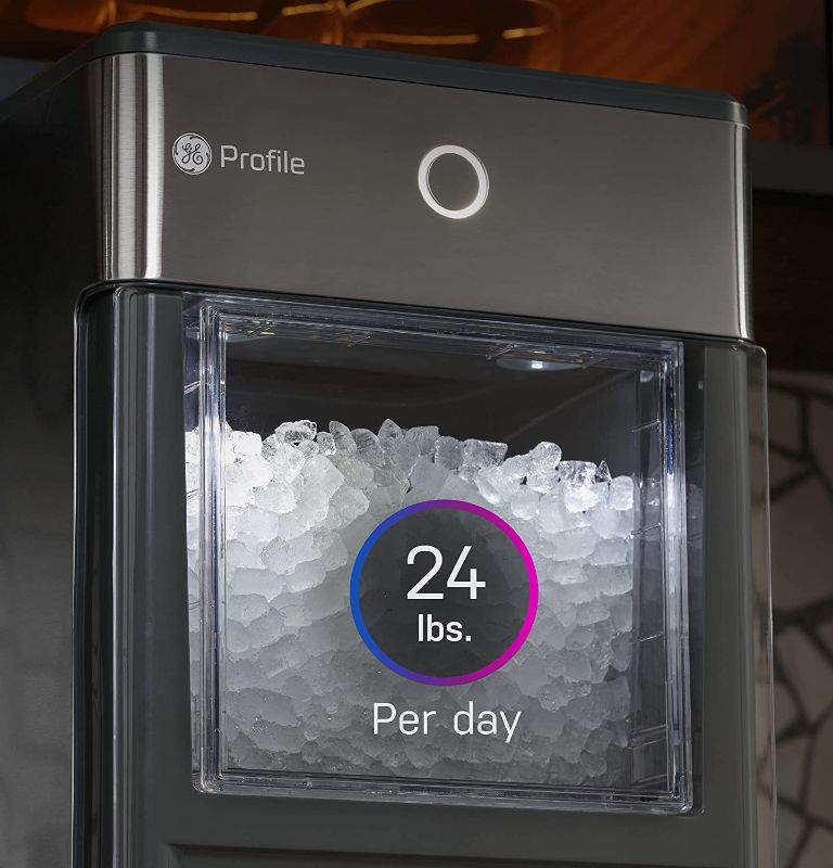 Photo 1 of GE Profile Opal | Countertop Nugget Ice Maker with Side Tank | Portable Ice Machine Makes up to 24 lbs. of Ice Per Day | Stainless Steel Finish
