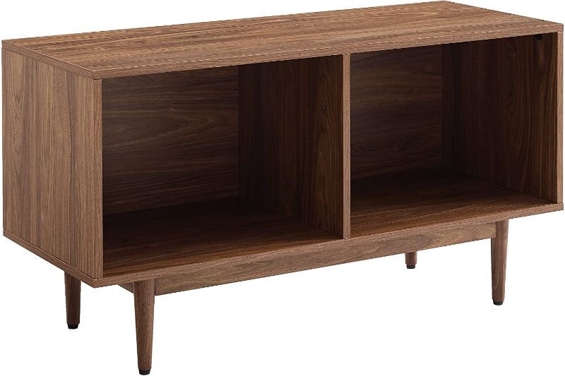 Photo 1 of Crosley Furniture Liam Mid-Century Record Storage Console Cabinet, Medium, Walnut
