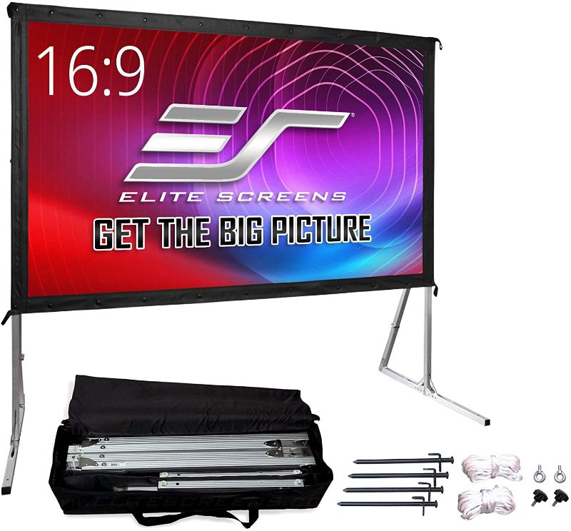 Photo 1 of Elite Screens Yard Master 2, 135 inch Outdoor Projector Screen with Stand 16:9, 8K 4K Ultra HD 3D Fast Folding Portable Movie Theater Cinema 135" Indoor Foldable Easy Snap Projection Screen | OMS135H2
