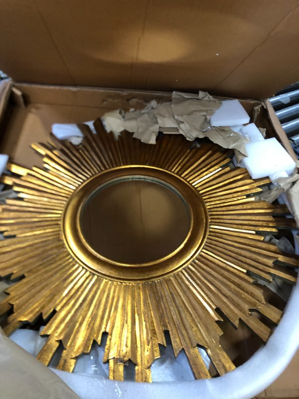 Photo 2 of 35-1/2" RND MDF SUNBURST MIRROR, GOLD FINISH