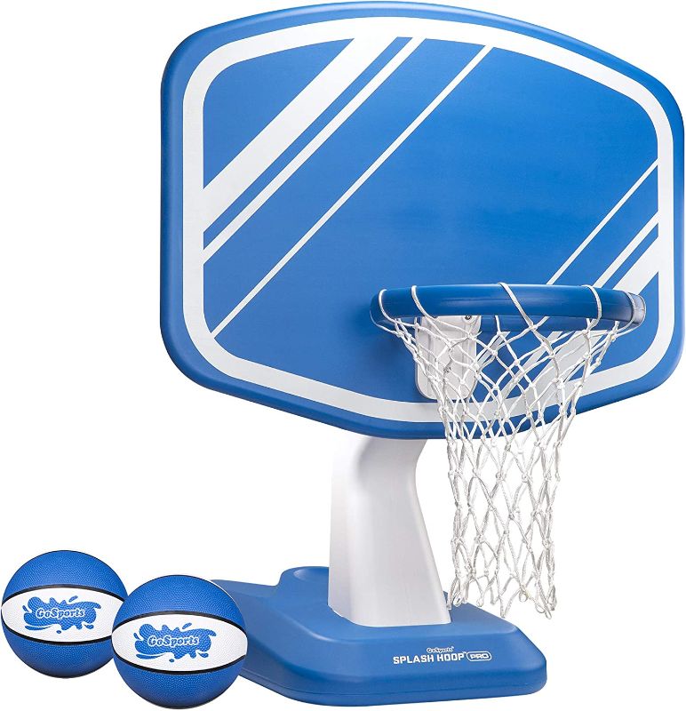 Photo 1 of GoSports Splash Hoop Swimming Pool Basketball Game, Includes Poolside Water Basketball Hoop, 2 Balls and Pump
