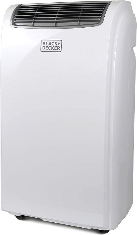 Photo 1 of BLACK+DECKER 10,000 BTU Portable Air Conditioner with Remote Control, White---ITEM IS SCUFFED AND HAS SCRATCHES FROM EXPOSURE AND IS DIRTY---MISSING ACCESSOIRES AND BOX---