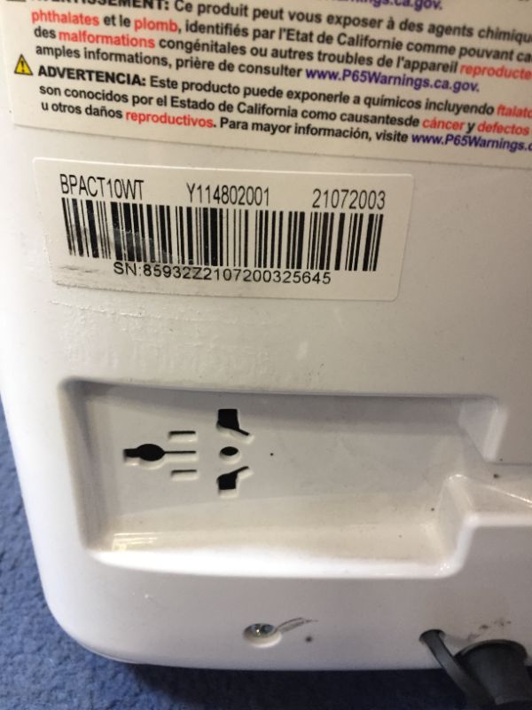 Photo 1 of BLACK+DECKER 10,000 BTU Portable Air Conditioner with Remote Control, White---ITEM IS SCUFFED AND HAS SCRATCHES FROM EXPOSURE AND IS DIRTY---MISSING ACCESSOIRES AND BOX---