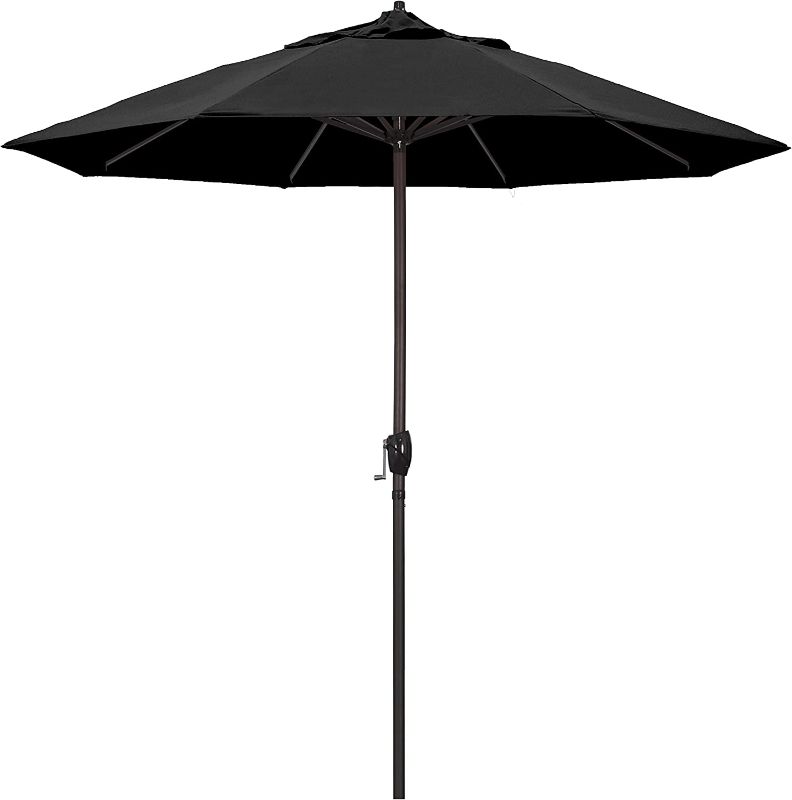 Photo 1 of 
California Umbrella 9' Round Aluminum Market Umbrella, Crank Lift, Auto Tilt, Bronze Pole, Red Olefin ( Packaging may vary )
Color:Black