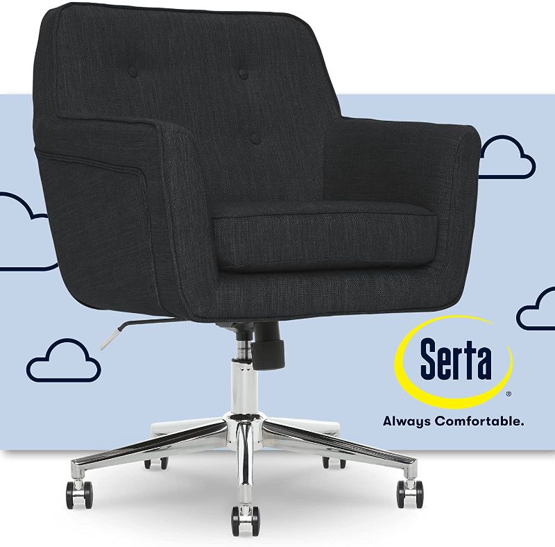 Photo 1 of Serta Ashland Ergonomic Home Office Chair with Memory Foam Cushioning Chrome-Finished Stainless Steel Base, 360-Degree Mobility, Charcoal
SIZE - 28.25"D x 25.5"W x 37.75"H
