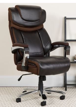 Photo 1 of Flash Furniture Big & Tall Office Chair | Brown LeatherSoft Executive Swivel Office Chair with Headrest and Wheels
