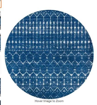 Photo 1 of Blythe Modern Moroccan Trellis Blue 4 ft. Round Rug
