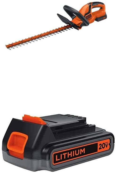 Photo 1 of BLACK+DECKER 20V MAX Cordless Hedge Trimmer with Extra Lithium Battery 2.0 Amp Hour (LHT2220 & LBXR2020-OPE)
