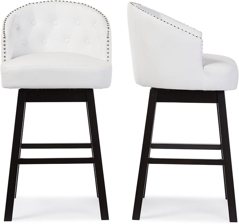 Photo 1 of Baxton Studio Bar Stool 2-Piece Set, White
