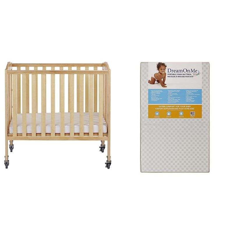 Photo 1 of Dream On Me, 3-in-1 Folding Portable Crib with Dream On Me 3 Portable Crib Mattress, White
