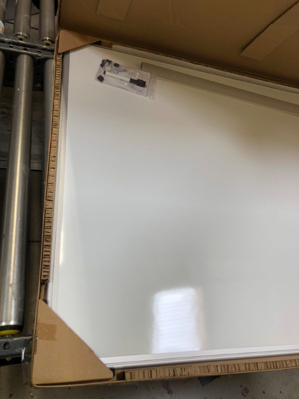 Photo 2 of Amazon Basics Magnetic Dry Erase White Board, 35 x 47-Inch Whiteboard - Silver Aluminum Frame
