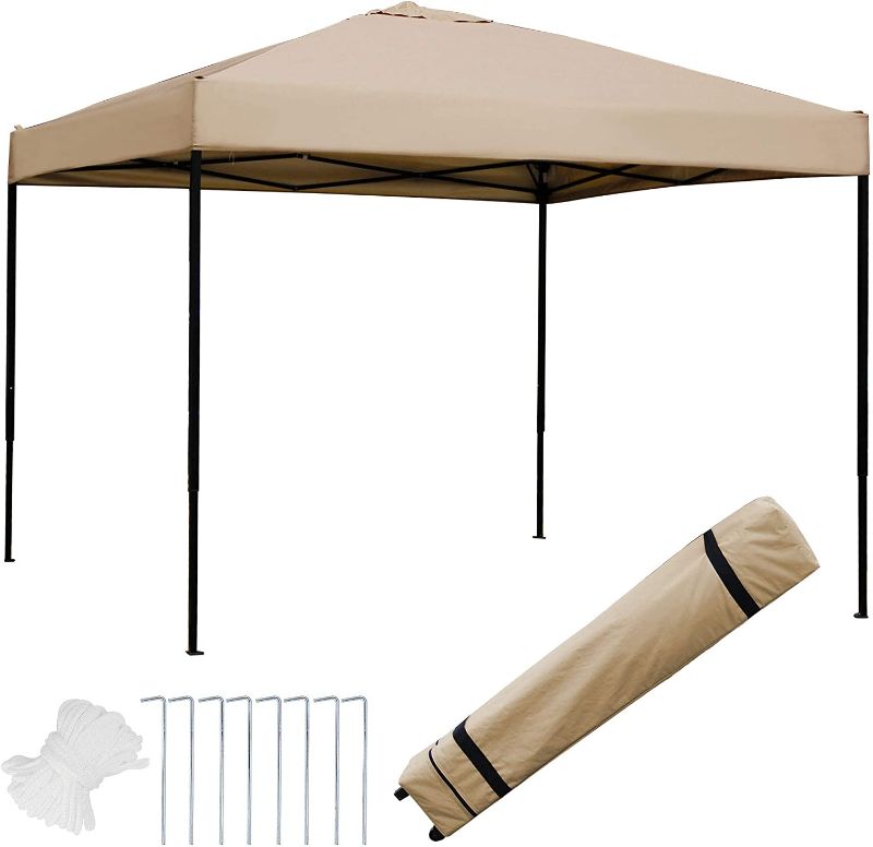 Photo 1 of Blissun 10 x 10 Ft Outdoor Portable Pop-Up Canopy Tent with Roller Bag (Tan)
