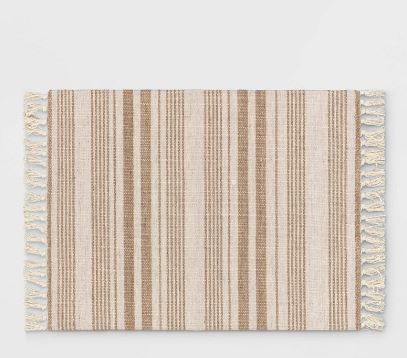 Photo 1 of 2'x3' Striped Tapestry with Fringes Woven Indoor/Outdoor Rug - Threshold™

